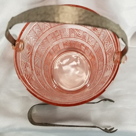 Vintage Cambridge Pink Depression Glass Keg Ice Bucket - Picture 3 of 4